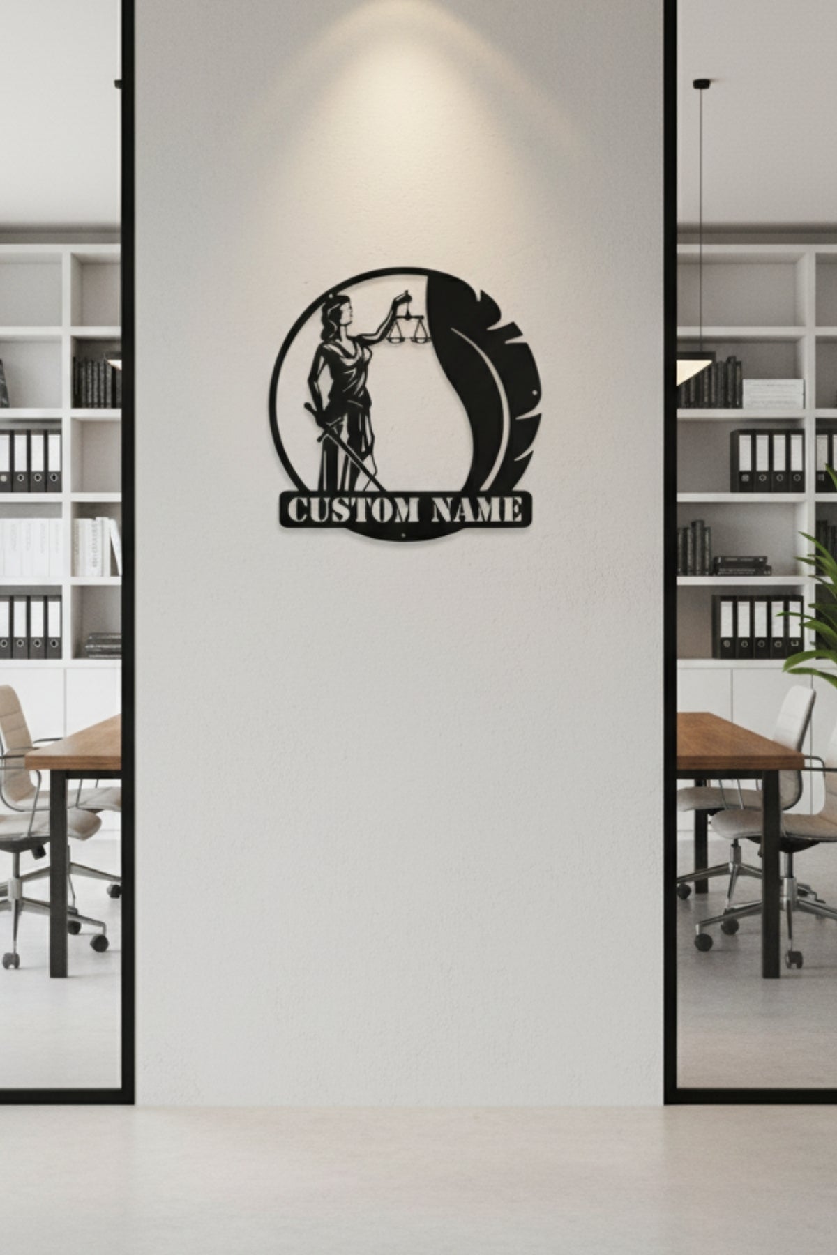 Kişiye Özel İsimli Adalet Tanrıçası Themis Metal Duvar Tablosu