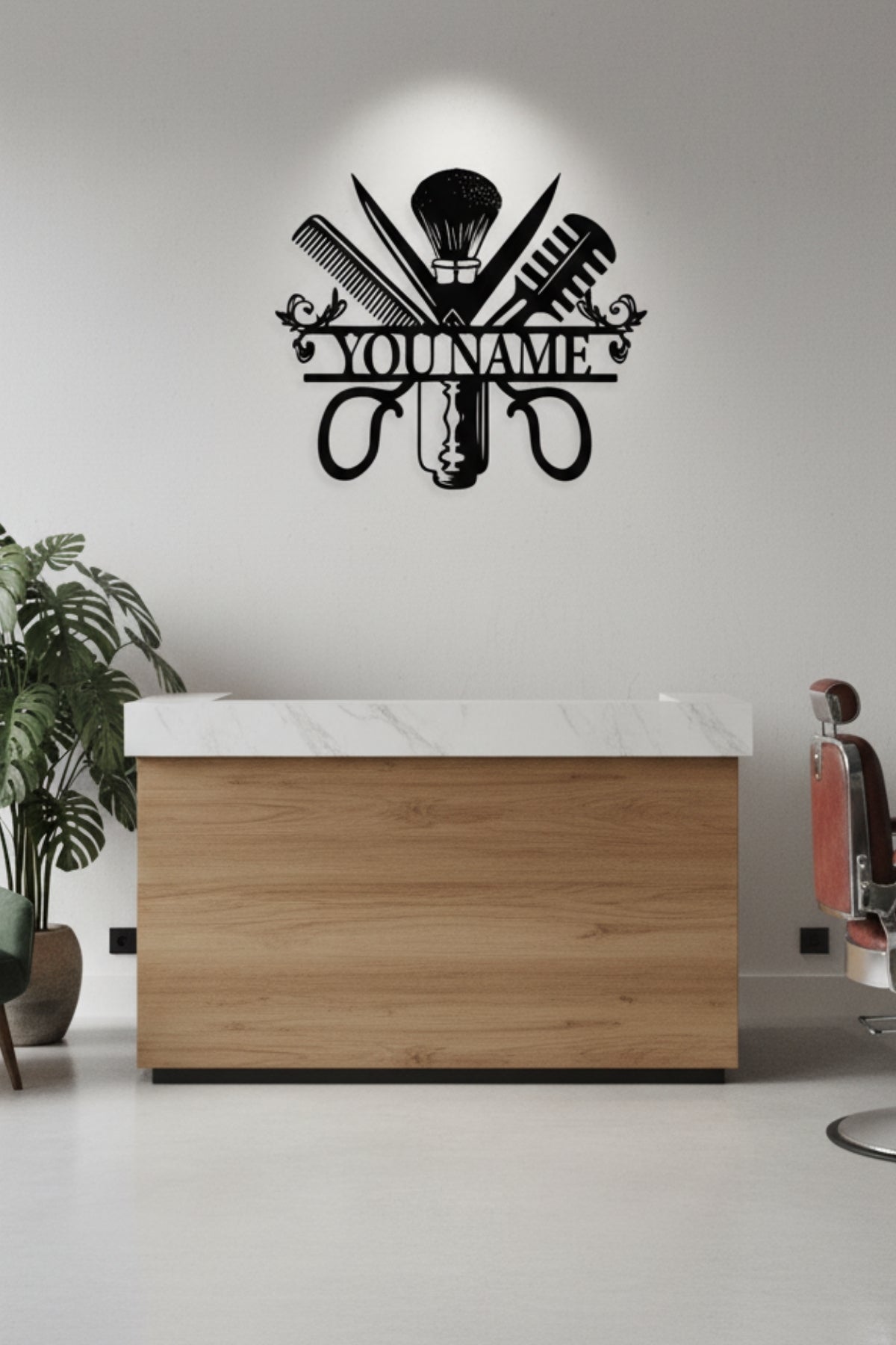 Kişiye Özel İsimli Berber ve Kuaför Metal Tabela