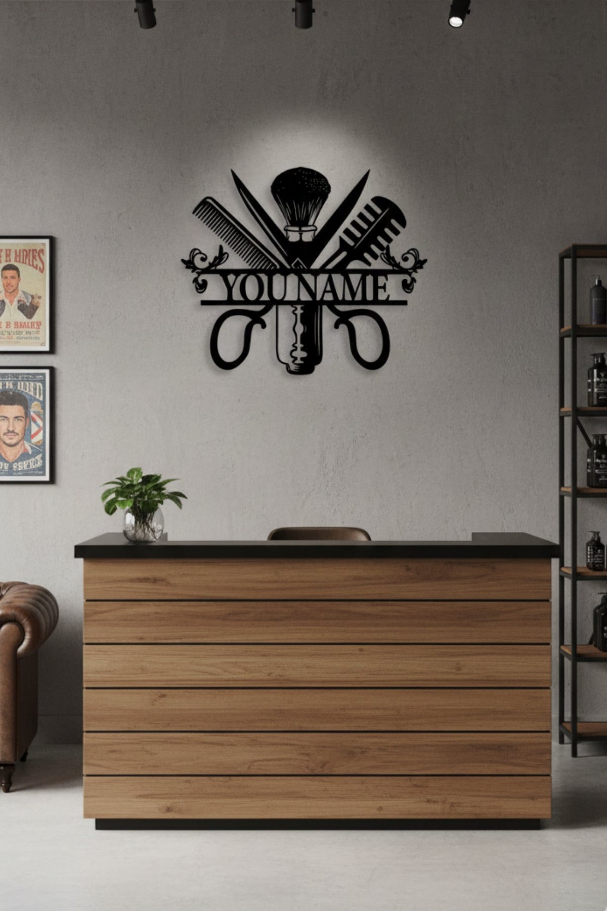 Kişiye Özel İsimli Berber ve Kuaför Metal Tabela