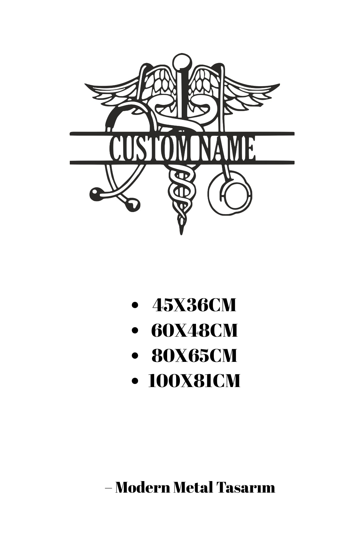 Kişiye Özel Tıp Sembolü Kadüse Ve Stetoskop Tasarımlı Duvar Tablosu