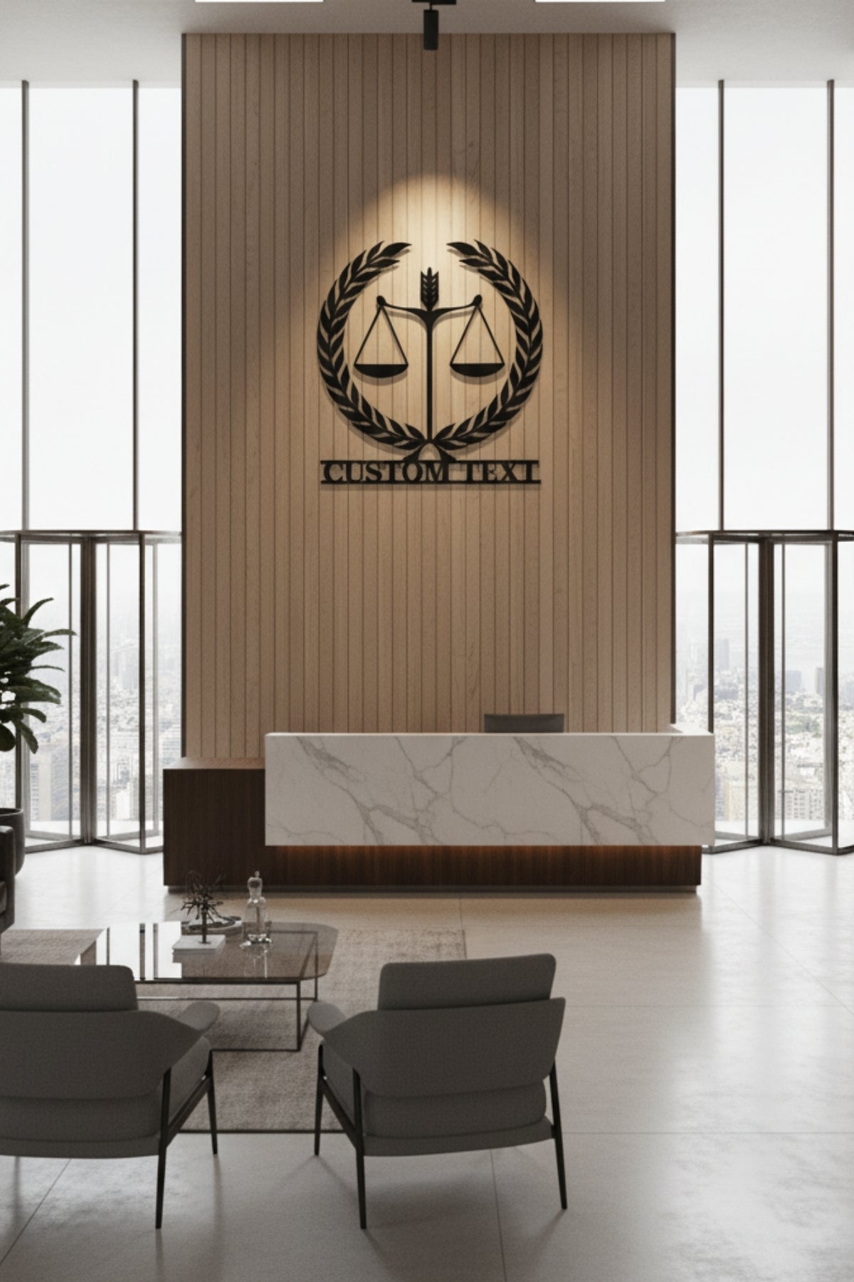 Kişiye Özel İsimli Adalet Terazisi Metal Duvar Tablosu