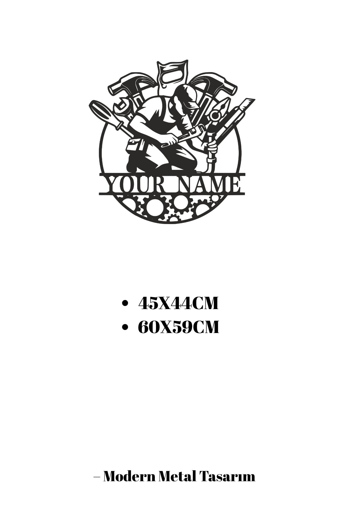 Atölye ve Garaj İçin İsim Yazılı Metal Dekorasyon