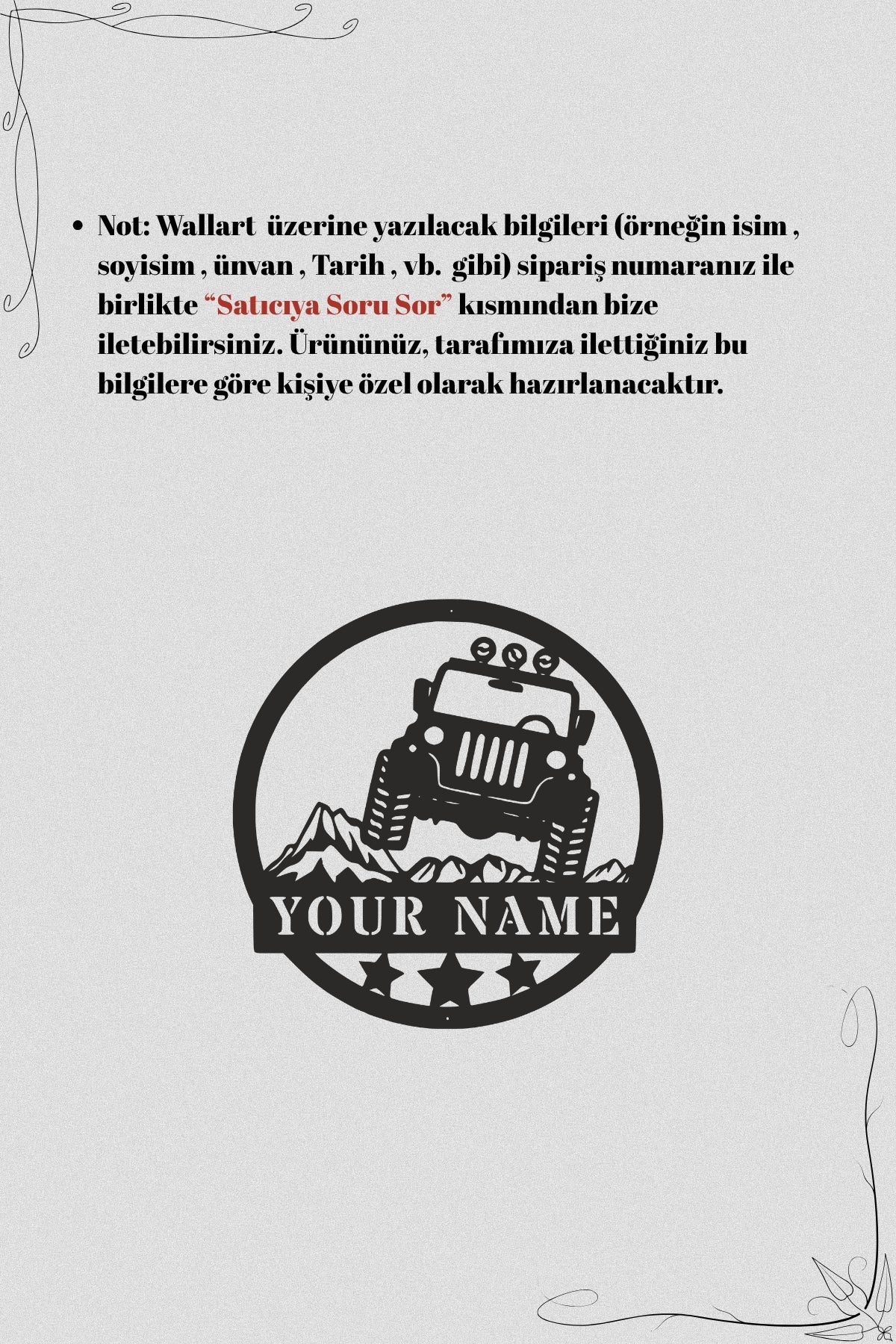 Kişiye Özel İsimli Off-Road Jeep Metal Duvar Tablosu – Arazi Tutkunlarına Özel