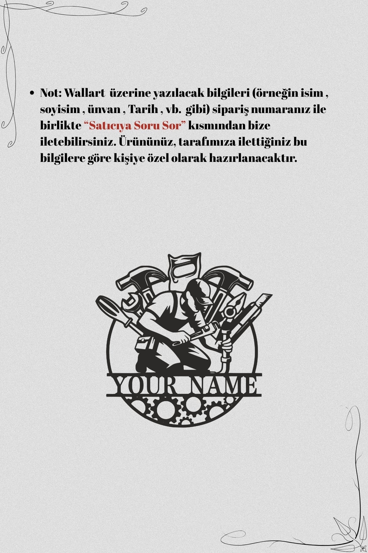 Atölye ve Garaj İçin İsim Yazılı Metal Dekorasyon