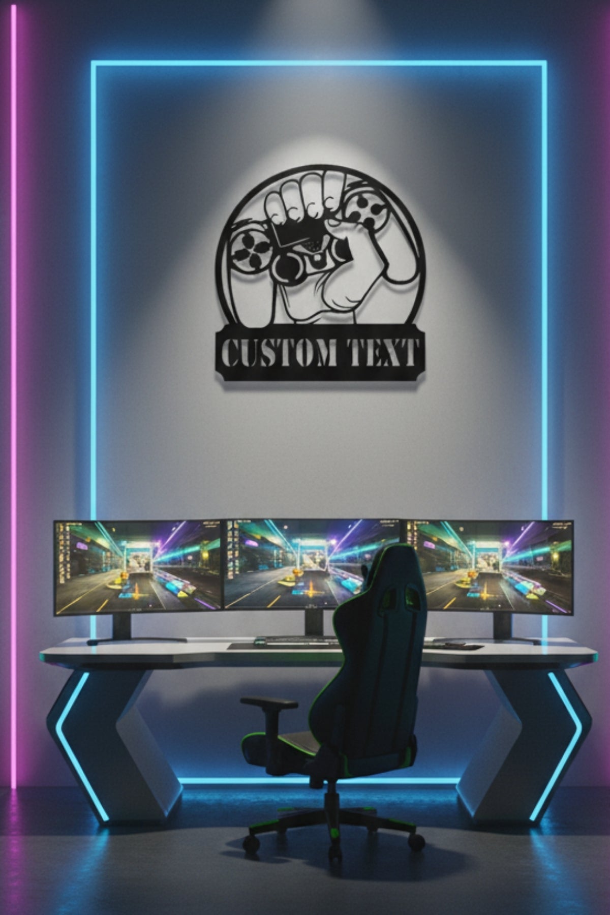 İsme Özel Joystick Temalı Metal Dekorasyon – Oyuncu Odası Aksesuarı