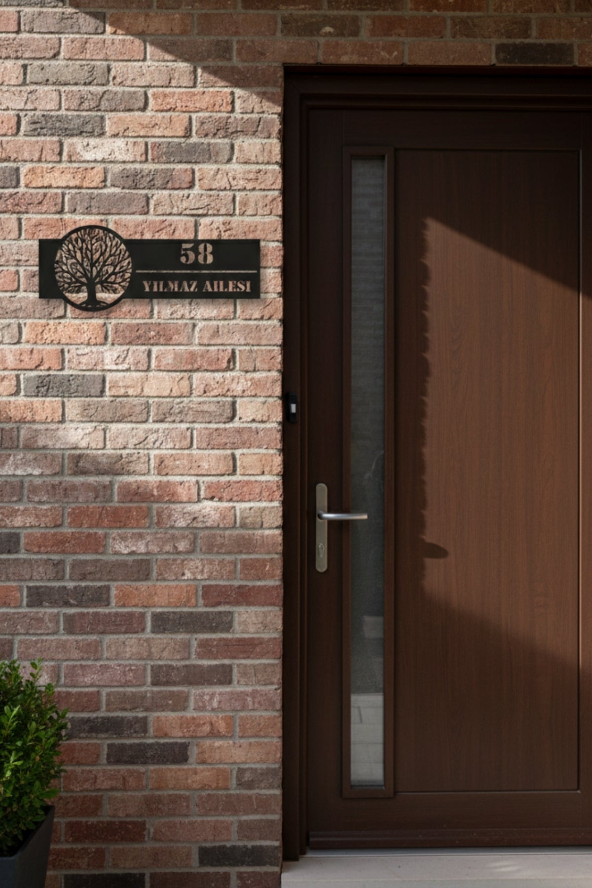 Hayat Ağacı Temalı Kişiye Özel Metal Adres Tabelası