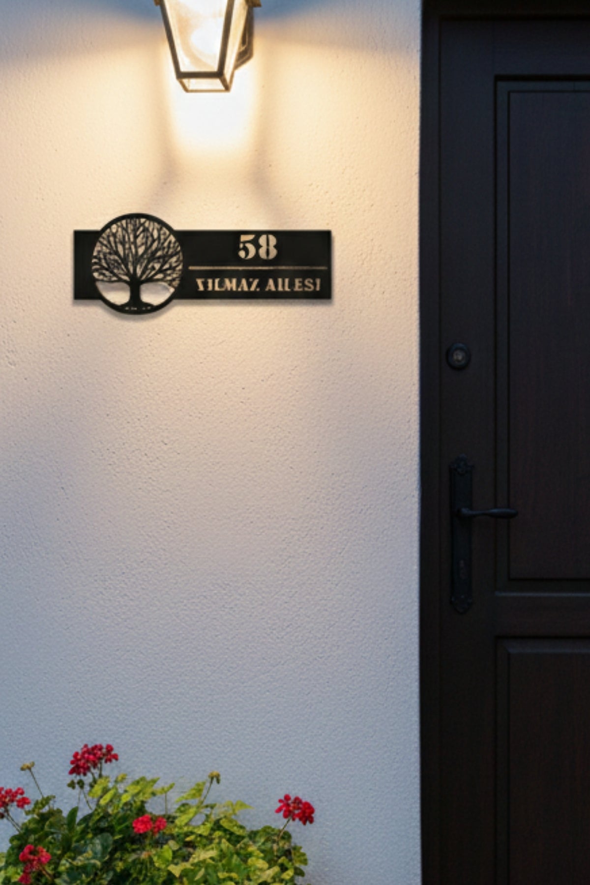 Hayat Ağacı Temalı Kişiye Özel Metal Adres Tabelası