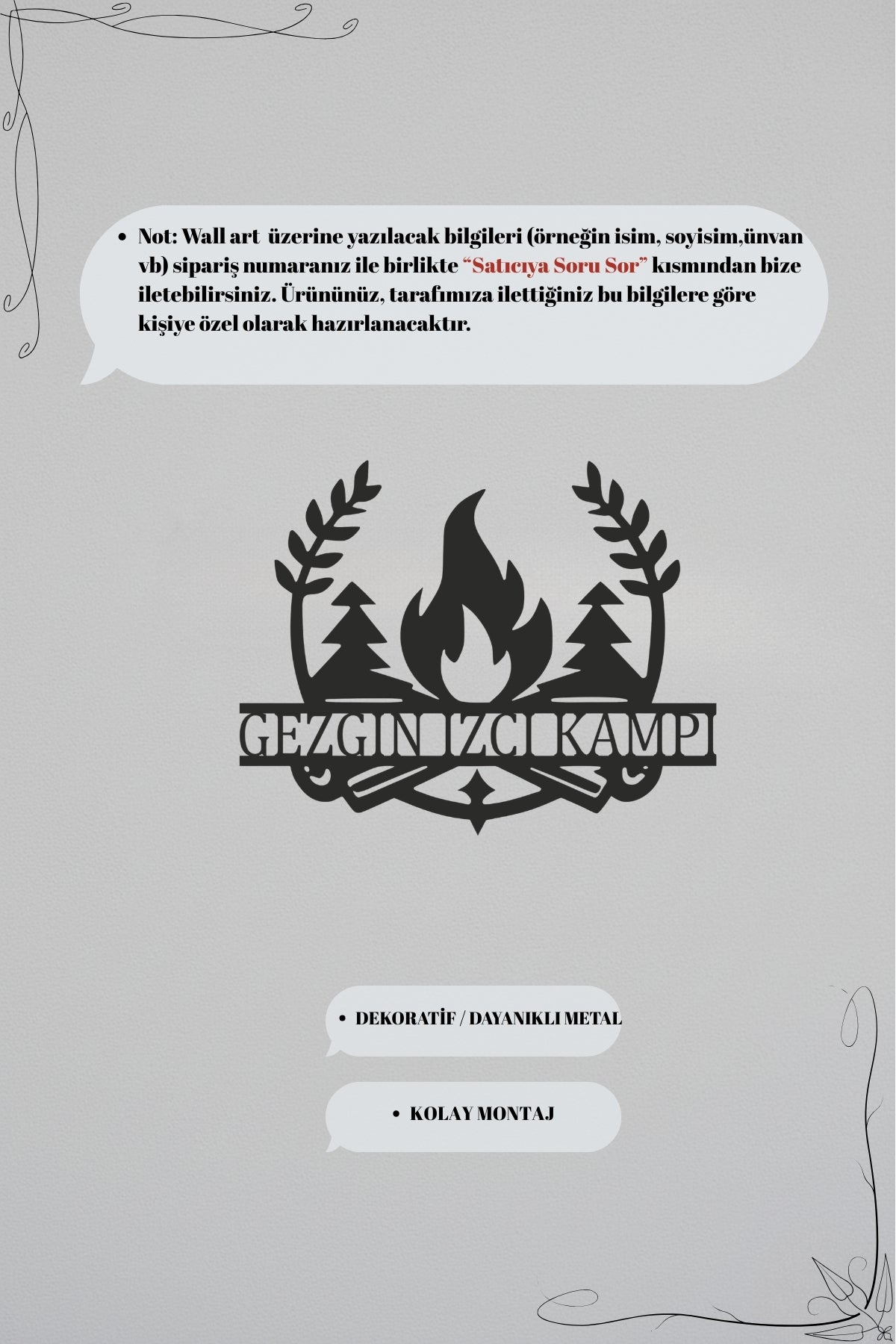 Kamp ve Doğa Temalı Kişiye Özel Metal Tabela