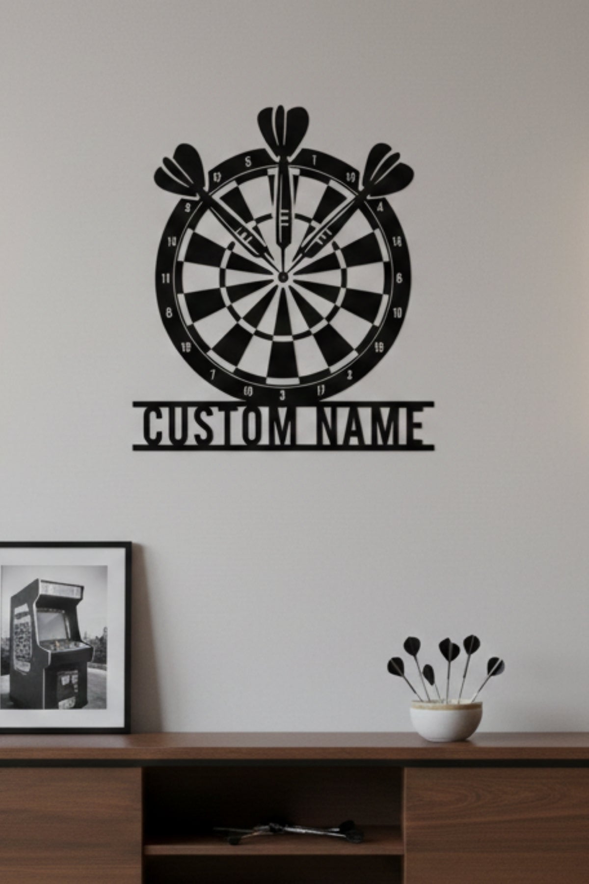 Kişiye Özel Dart Temalı Metal Duvar Dekoru ve İsimlik