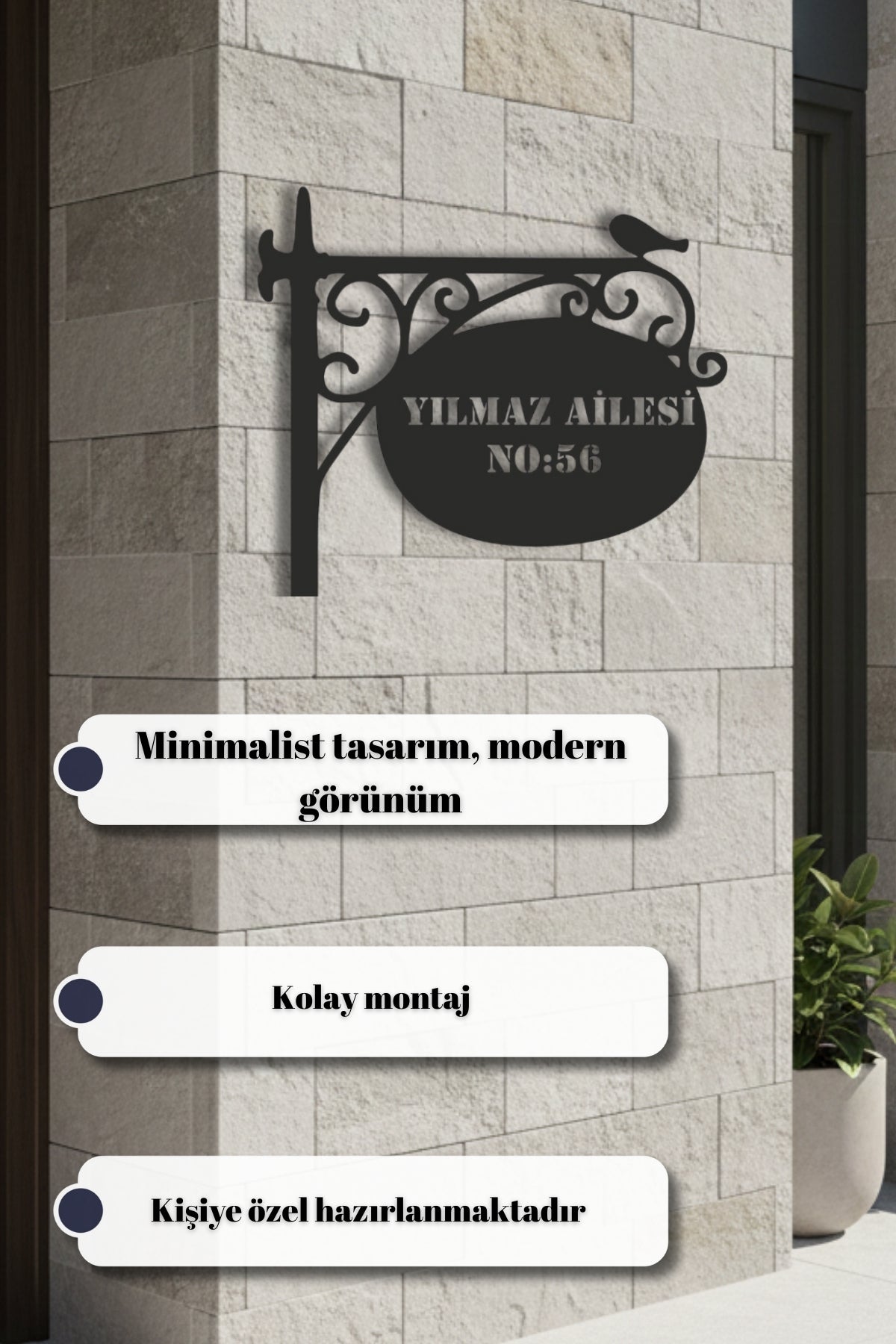 Ferforje Tasarım Kişiye Özel Adres Tabelası