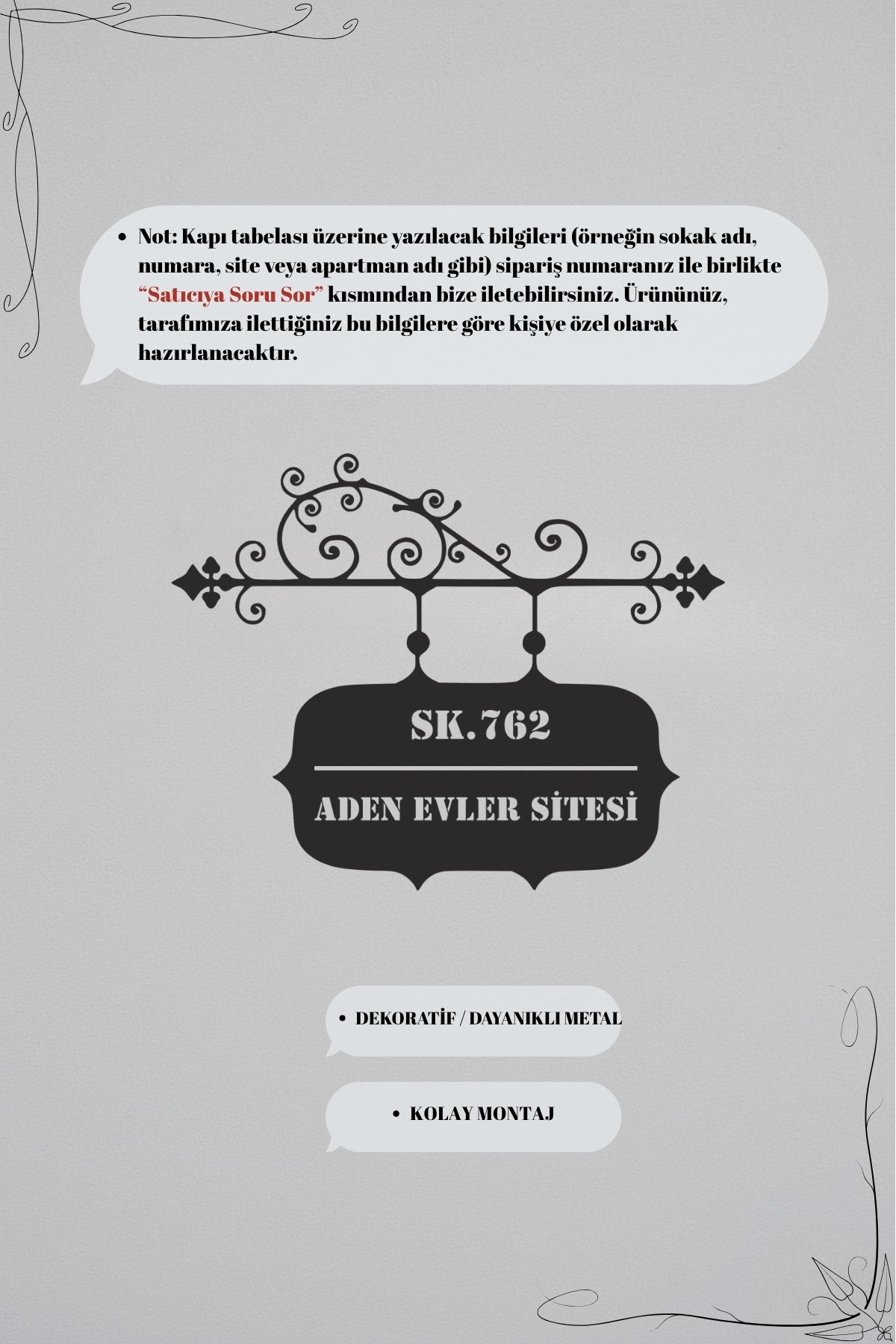 Villa ve Site Girişleri İçin Adres Tabelası – Özel Tasarım