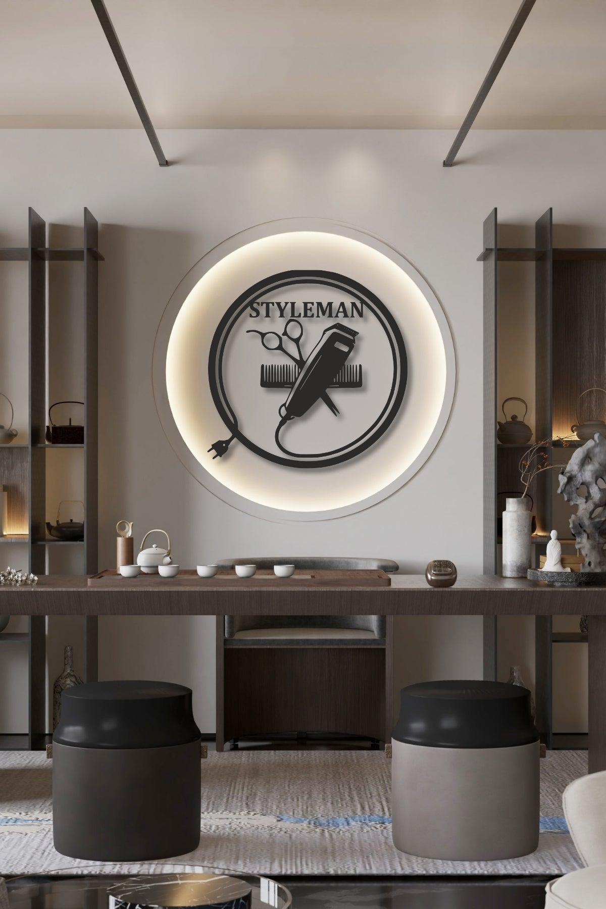 Kişiye Özel Berber & Kuaför Salonu Metal Tabela