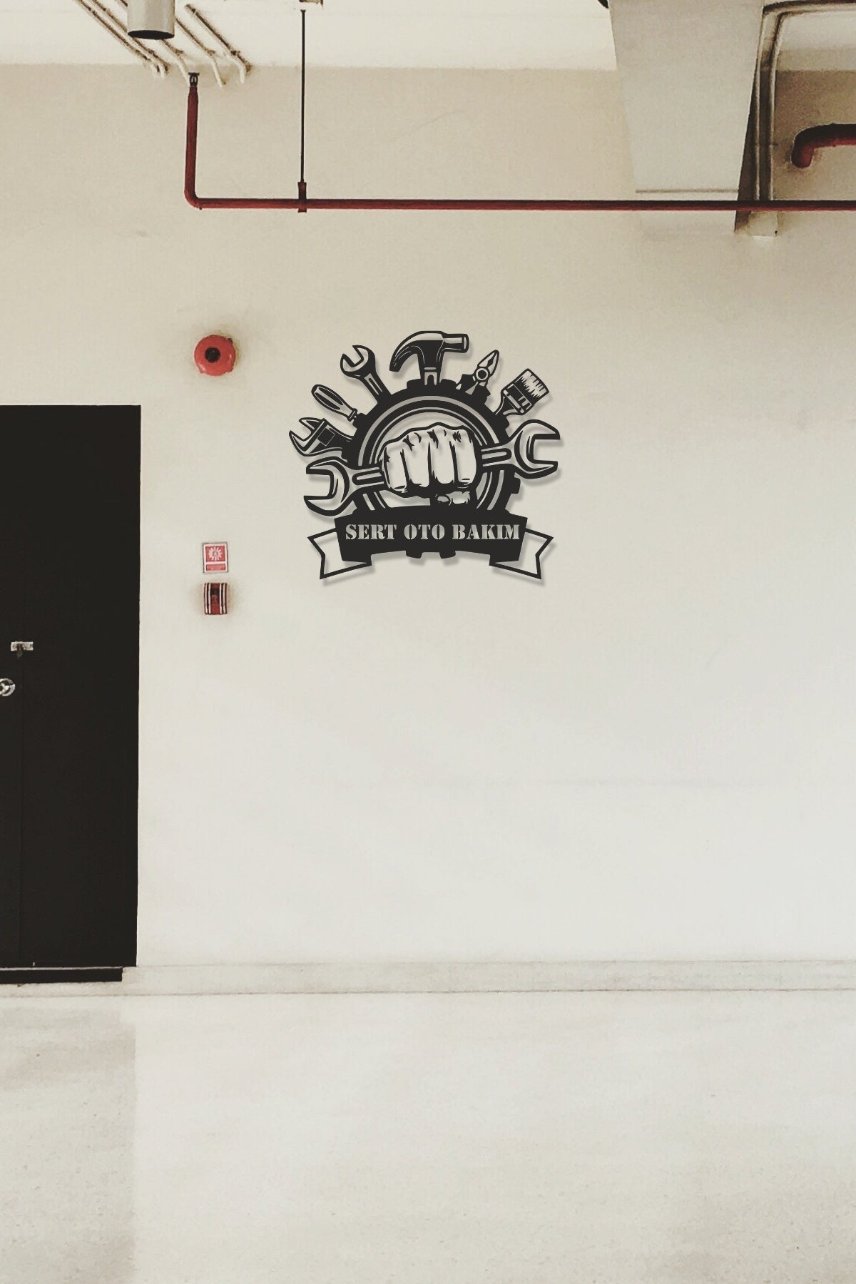 Kişiye Özel Metal Oto Servis Tabelası - Lazer Kesim Duvar Dekoru