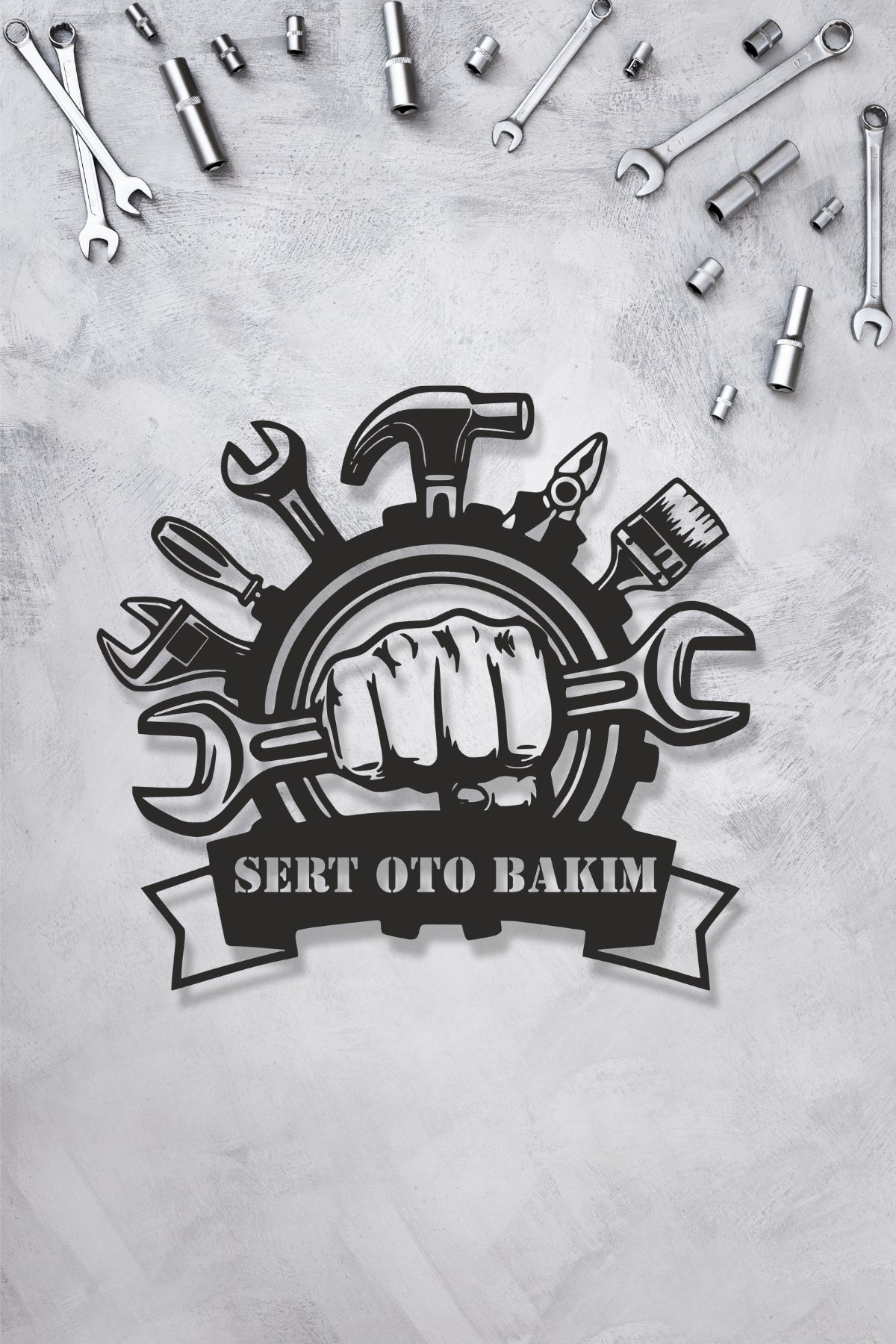 Kişiye Özel Metal Oto Servis Tabelası - Lazer Kesim Duvar Dekoru