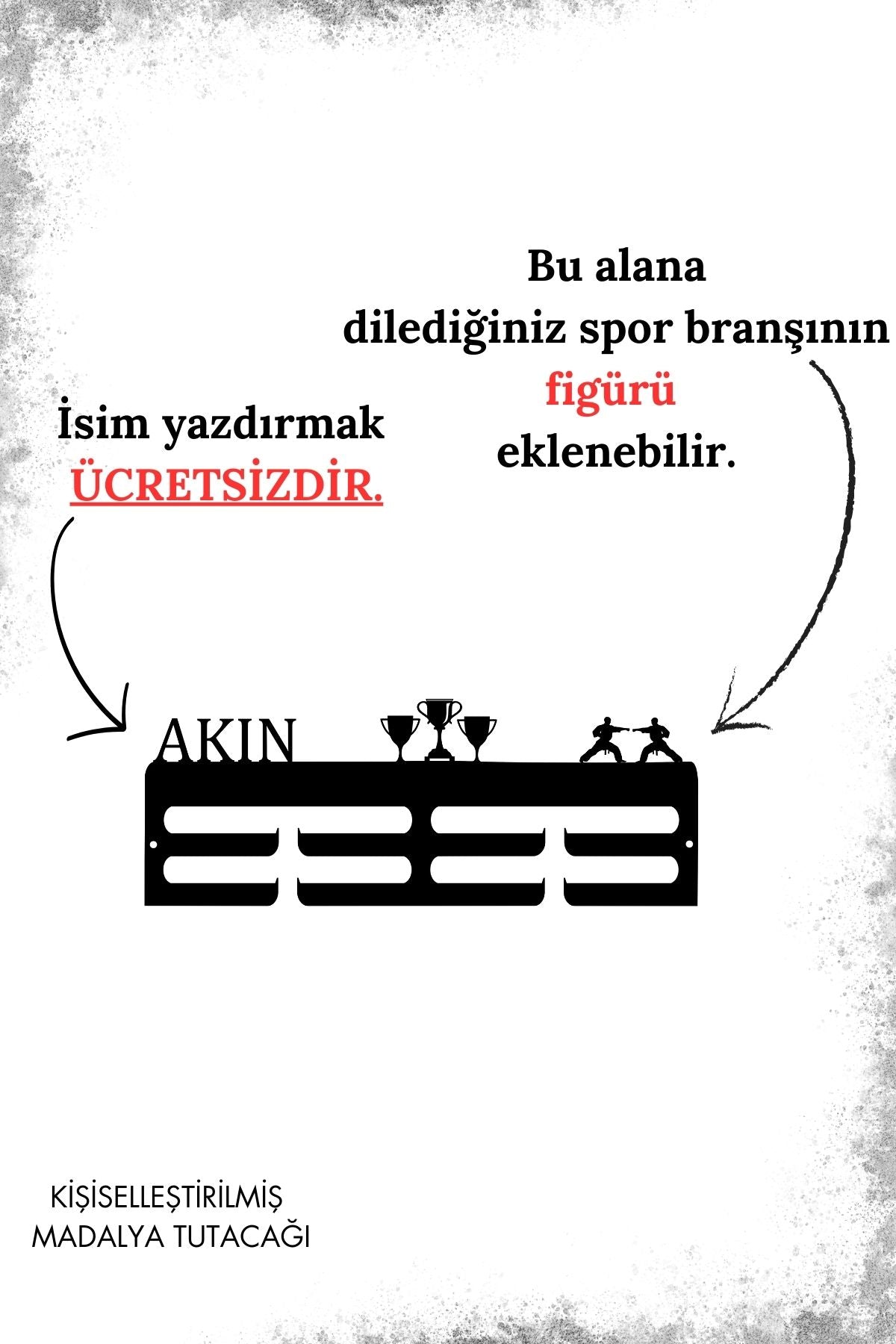 Kişiye Özel İsimli Madalya Askılığı Bilek Güreşi Madalya Askısı