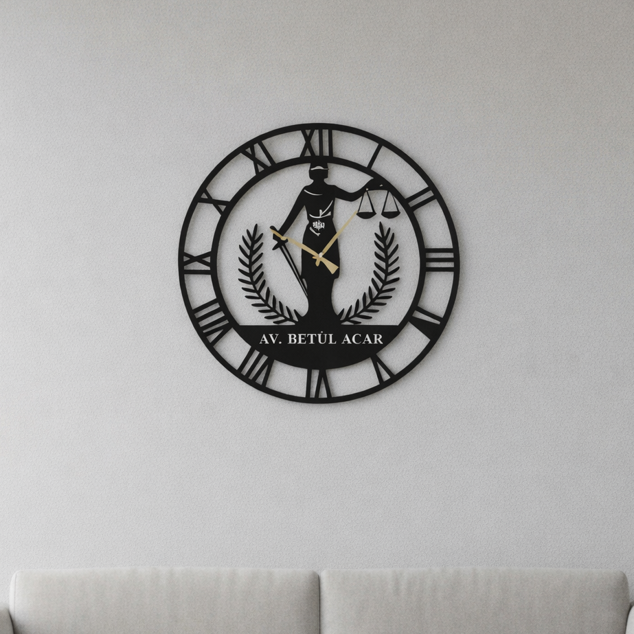 Baro kaydı alan veya yeni ofis açan avukat tanıdıklarınız için isim yazılarak özelleştirilebilen, adalet sembollü anlamlı metal hediye.