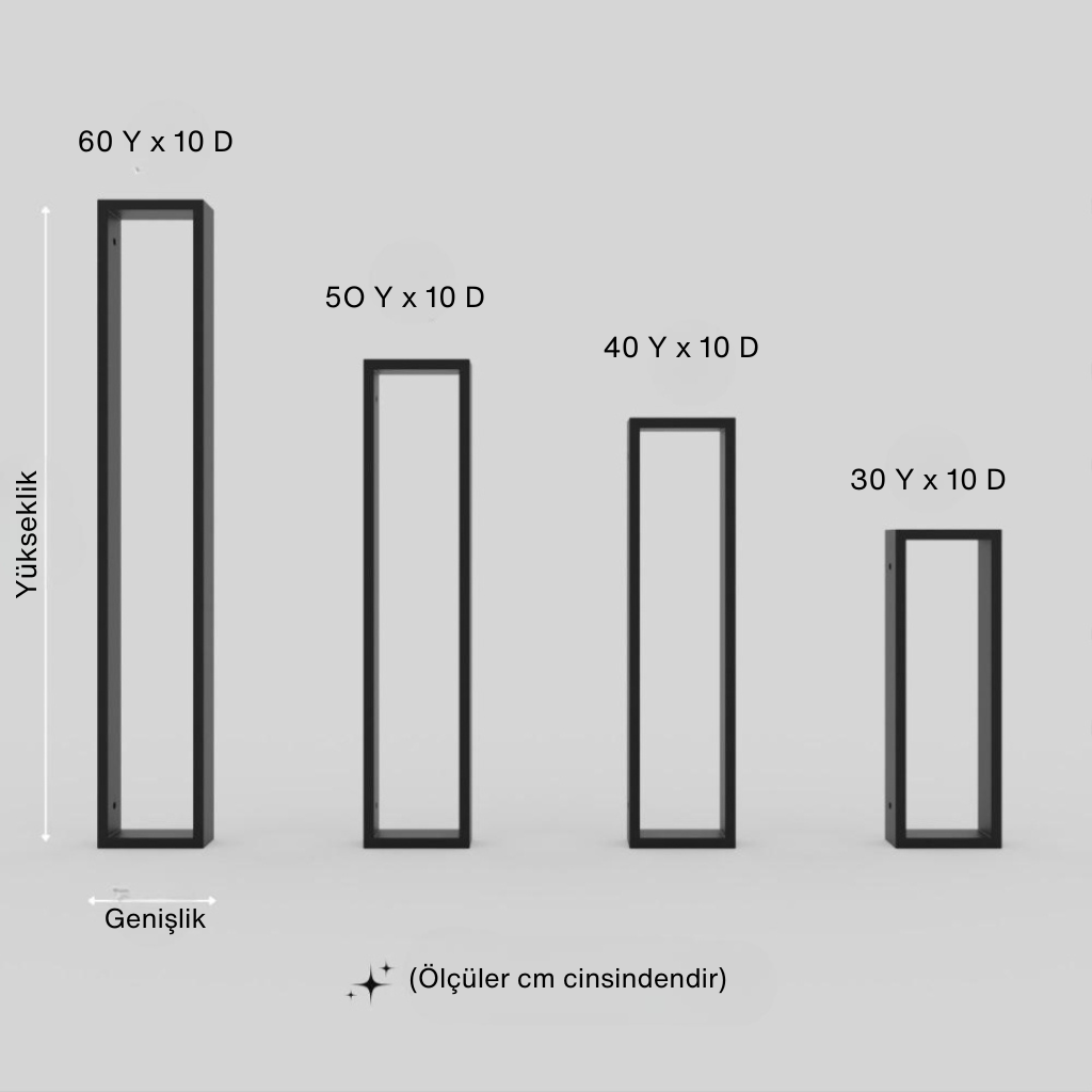 Dört farklı boyutta metal havlu rafı ölçüleri, banyo düzeni için ideal seçenekler.