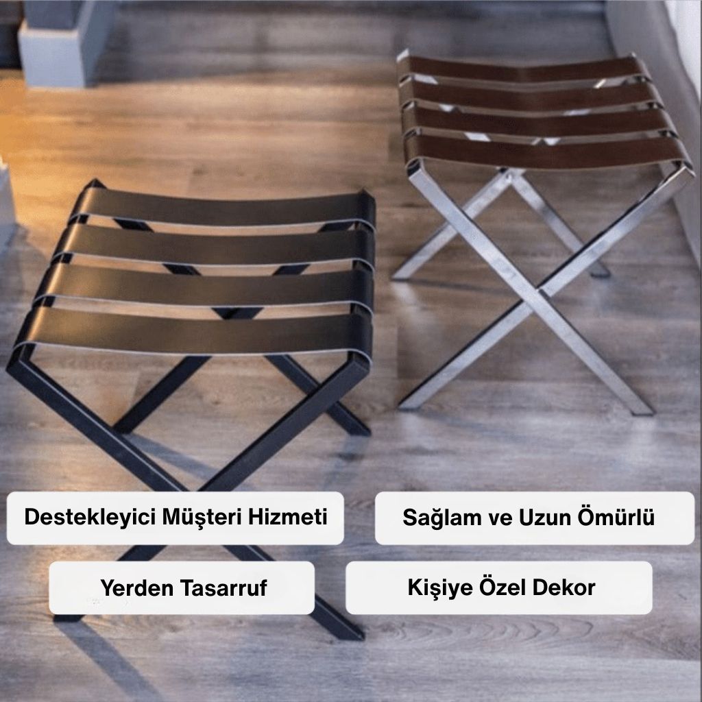 Dayanıklı ve uzun ömürlü valiz standı – yerden tasarruf sağlayan katlanır bavul sehpası