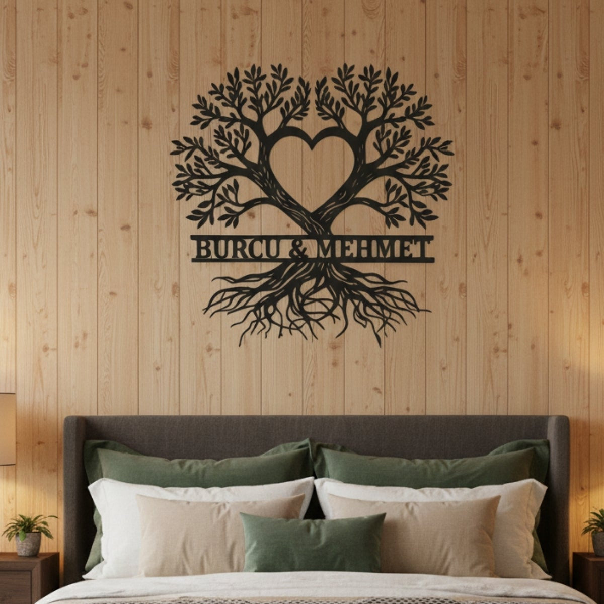 1.5 mm kalınlığında çelikten üretilmiş, uzun yıllar dayanıklılığını koruyan mat siyah elektrostatik boyalı metal hayat ağacı tablosu.